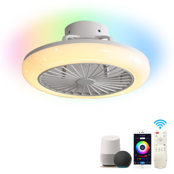18" Smart LED Bladeless Ceiling Fans Remote with Alexa/Google, Modern Flush Mount RGB Ceiling Fan for Bedroom - immagine 6