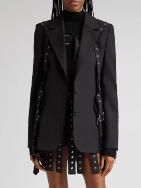 Designer Jacket Women's Splice Lace Up Blazer