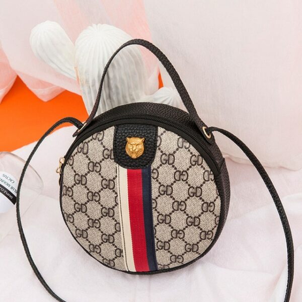 Women Shoulder Bags Tiger Head PU Leather Handbags Bags Ladies Party Fashion Round Popular Shape Printing Girls Crossbody Bag - immagine 7