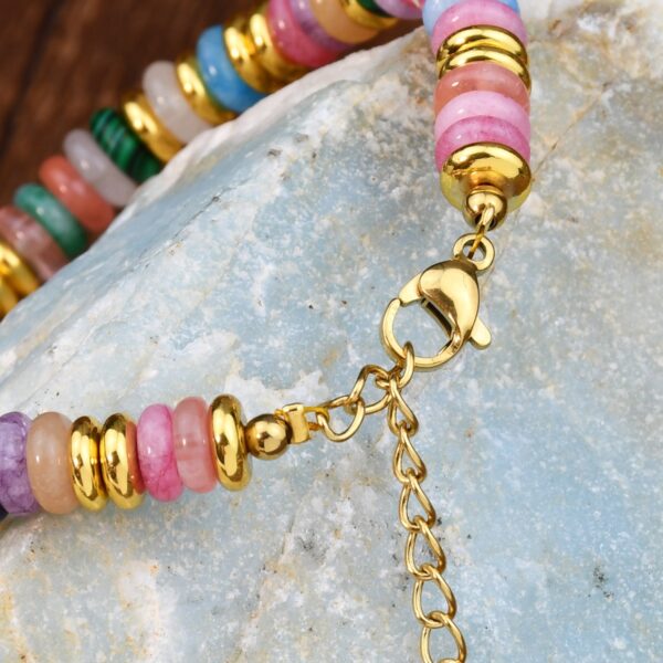 Ins style dopamine colored natural stone bead bracelet for women niche and high-end non fading crystal bracelet - immagine 7