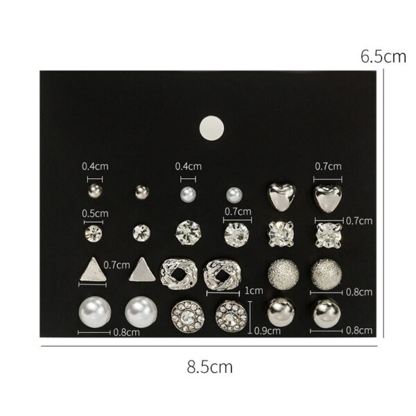 Earring Set 12 Pair Earrings Pearl Zircon Card Set One Week Earrings Earrings - immagine 5