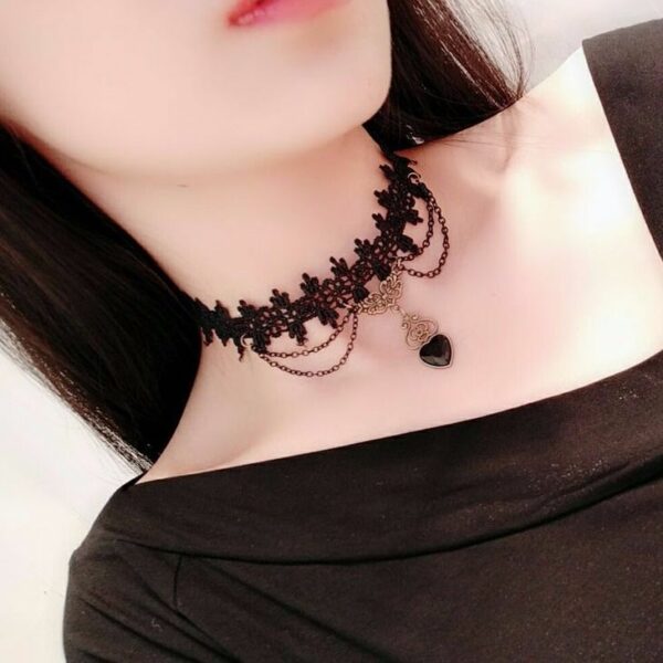 Retro Court Gothic Personality Multi-Layer Crystal Lace Necklace Choker Clavicle Chain - immagine 7