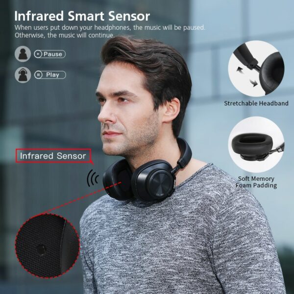 Bluedio T6S Bluetooth Headphones Active Noise Cancelling Wireless Headset For Phones And Music With Voice Control - immagine 5
