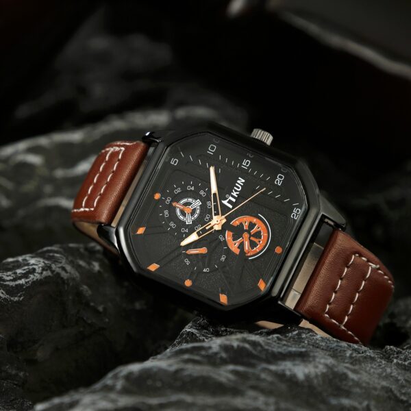 Fashion New Double Layer Square Shell Belt Casual Men's Sports Bracelet Set Quartz Watch - immagine 6