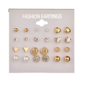 Earring Set 12 Pair Earrings Pearl Zircon Card Set One Week Earrings Earrings