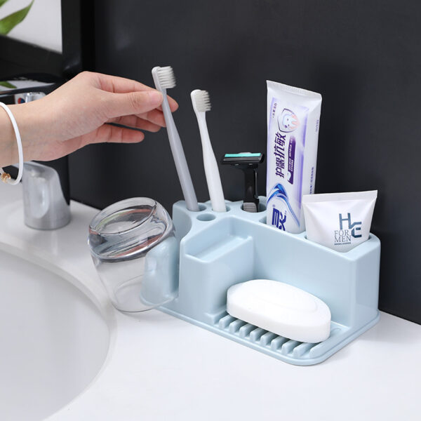 Toilet Toothbrush Rack Free Punch Brushing Cup Mouthwash Cup Holder Toothbrush Toothpaste Rack Toothware Storage Rack - immagine 3