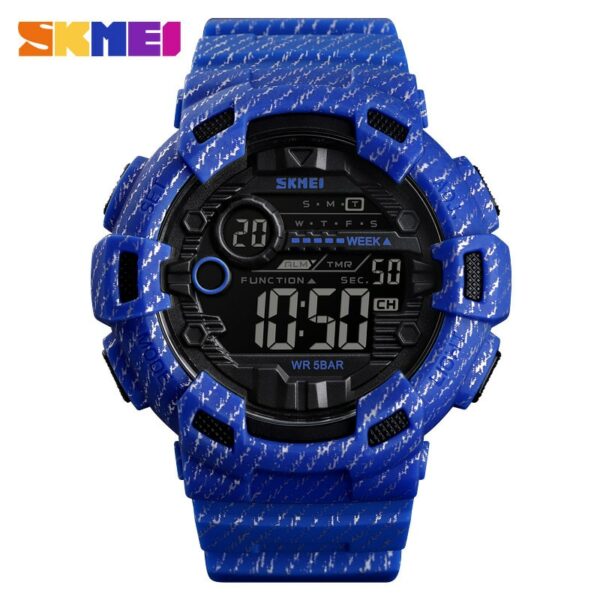 SKMEI 1472 Fashion Sport Watch Men Alarm Clock Cowboy Waterproof Week Display Men Watches Denim Digital Watch relogio masculino - immagine 10