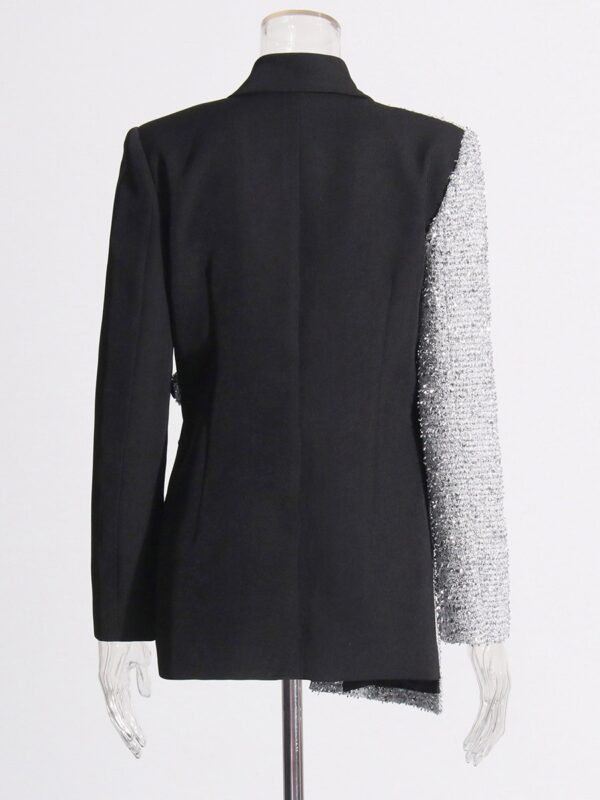 Fashionable contrasting color patchwork jacket with long sleeved design lapel collar suit jacket for women - immagine 4