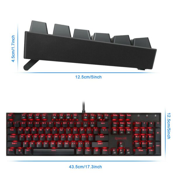 Redragon USB mechanical gaming keyboard ergonomic Key backlit Single breathing light Full key anti-ghosting 104 keys PC gamer - immagine 2