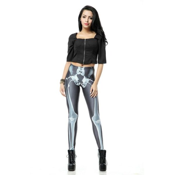 New Custom High Waist Leggins Black Leg Bone Skeleton Legins Printed Women Leggings Women Pant - immagine 7