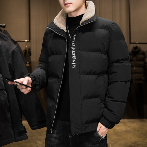 New Style Men's Down Jacket Warm Youth Cotton Jacket Handsome Stand Collar Winter Thickened Cotton Jacket - immagine 5