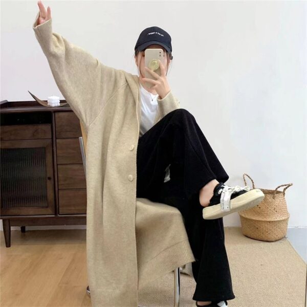 Loose hooded single breasted sweater jacket - immagine 7