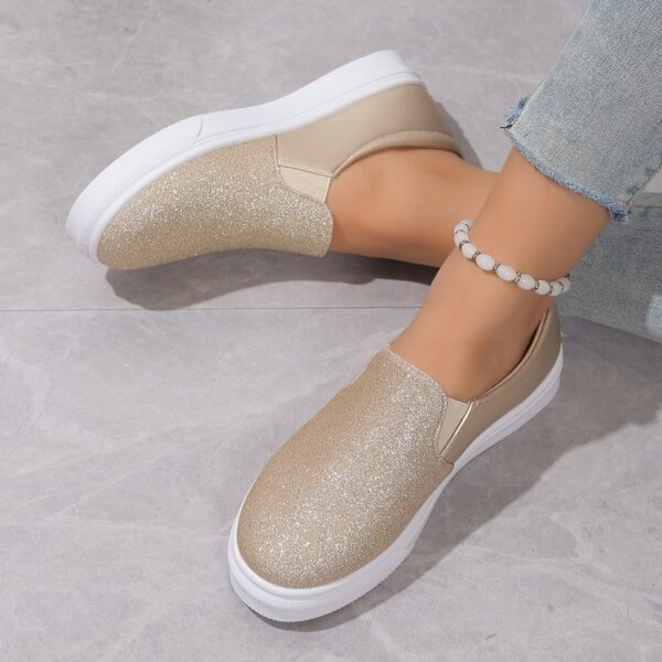 Round Toe Flat Shoes With Sequined Loafers Walking Shoes Women - immagine 5