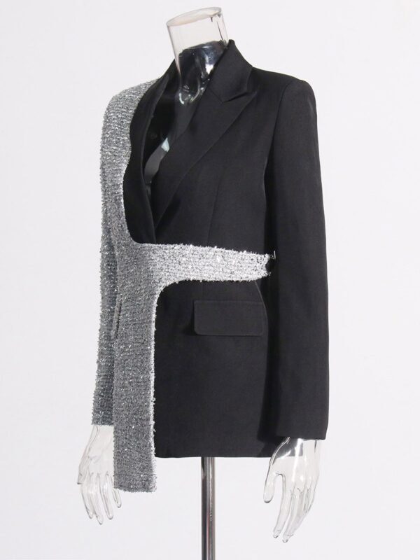 Fashionable contrasting color patchwork jacket with long sleeved design lapel collar suit jacket for women - immagine 5