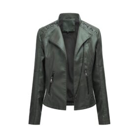 Women's leather jacket, women's short jacket, slim fit, thin leather jacket, women's motorcycle jacket