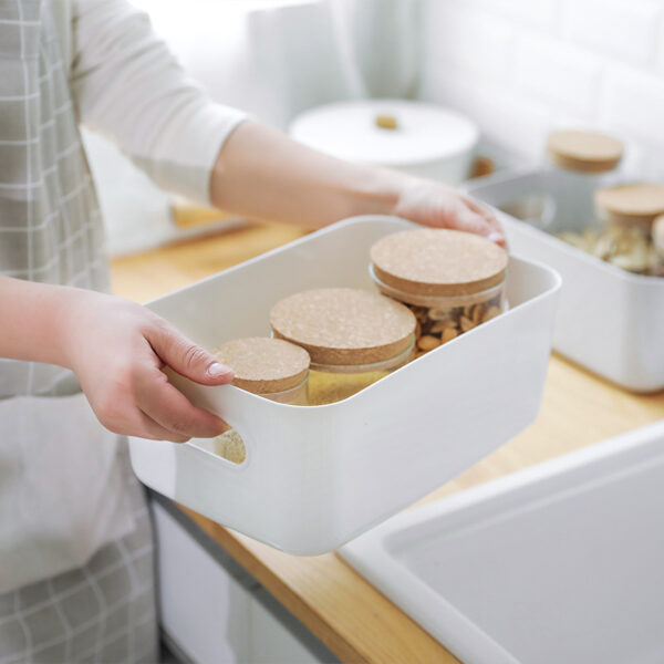 Plastic Storage Basket Bathroom Bathroom Cosmetics Storage Basket Kitchen Desktop Sundries Snack Storage Box - immagine 2