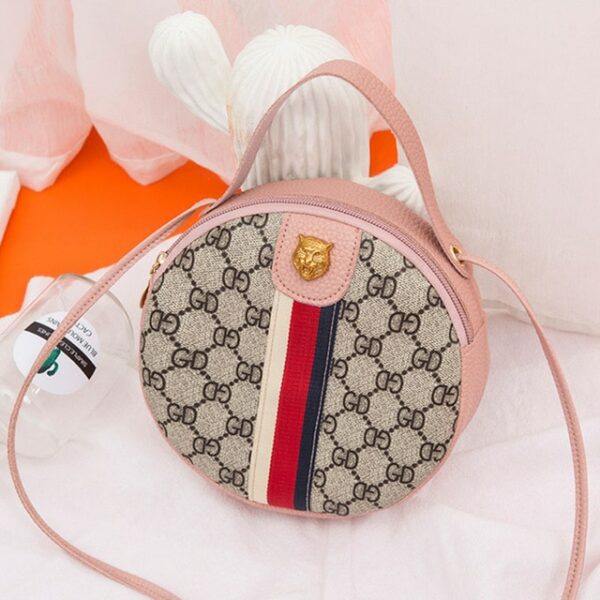 Women Shoulder Bags Tiger Head PU Leather Handbags Bags Ladies Party Fashion Round Popular Shape Printing Girls Crossbody Bag - immagine 6