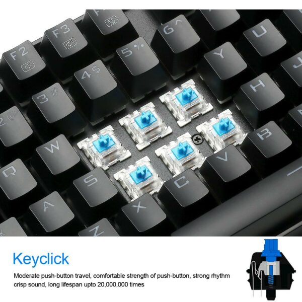 Redragon USB mechanical gaming keyboard ergonomic Key backlit Single breathing light Full key anti-ghosting 104 keys PC gamer - immagine 4