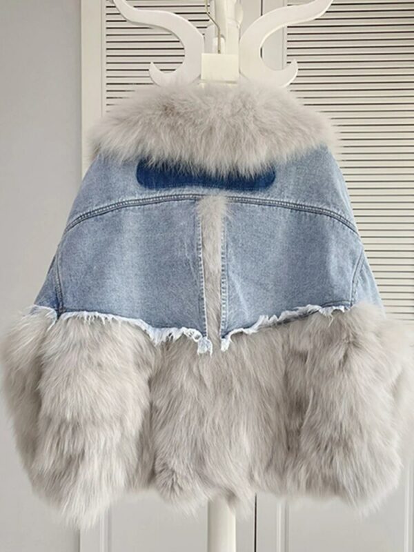Denim Jacket Oversize  Fur Collar Plus Velvet Jacket - immagine 2