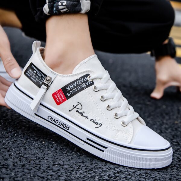 Breathable men's canvas shoes, Hong Kong style men's shoes, casual cloth shoes, trendy, lightweight, low top board shoes - immagine 2