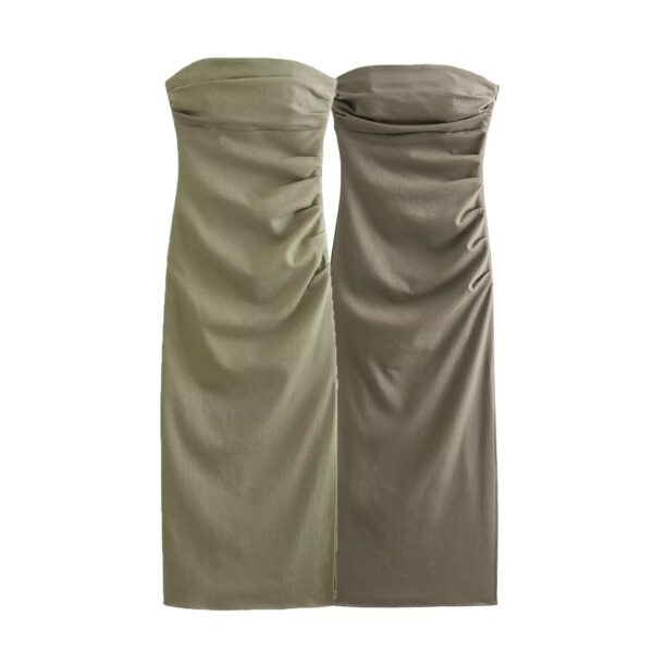 Fashionable socialite style pleated decorative midi dress - immagine 7