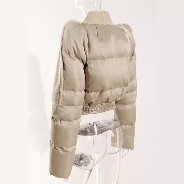 Cotton jacket with tower shoulder zipper plush splicing quilting exaggerated silhouette flying shoulder cotton jacket - immagine 3
