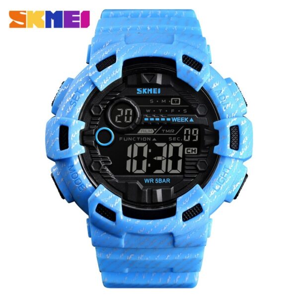 SKMEI 1472 Fashion Sport Watch Men Alarm Clock Cowboy Waterproof Week Display Men Watches Denim Digital Watch relogio masculino - immagine 13
