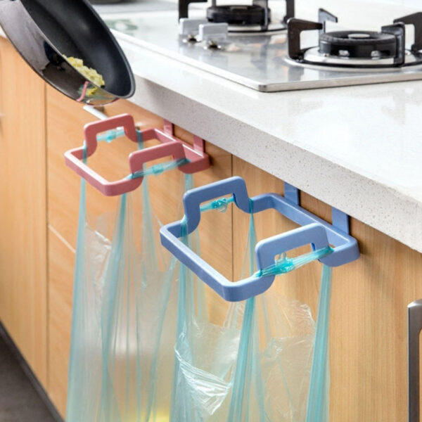 Kitchen Hanging Cabinet Door Garbage Rack Door Back Garbage Bag Storage Rack Plastic Bag Shelf Trash Can Bracket - immagine 2
