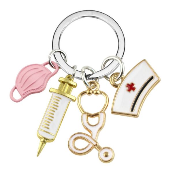 Nurses, doctors, masks, keychains, medical rescue personnel keyrings, syringes, syringes, stethoscopes, keychains - immagine 8