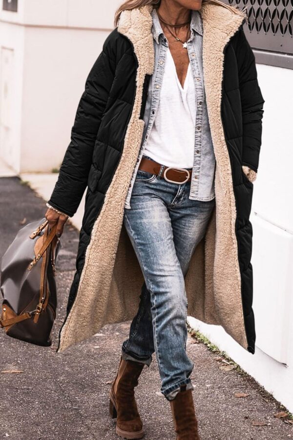 Solid color hooded cotton jacket, long sleeved, double-sided, slim fit, cardigan jacket, top - immagine 13