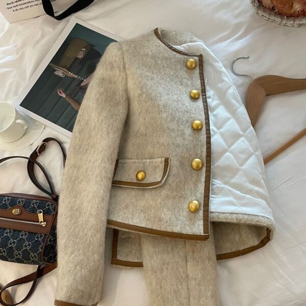 Grey coat thick cotton jacket short top - immagine 2