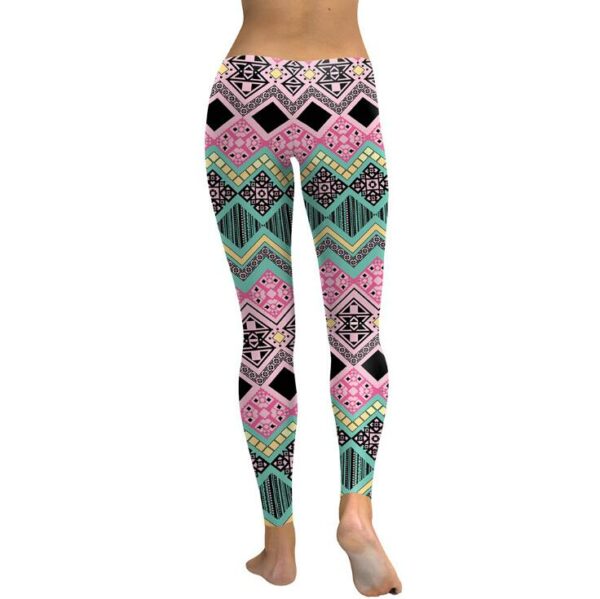 Women Legging Elegant Geometric Checkered Digital Print Leggings Fitness High Waist Workout Flexible Pattern Pant - immagine 4