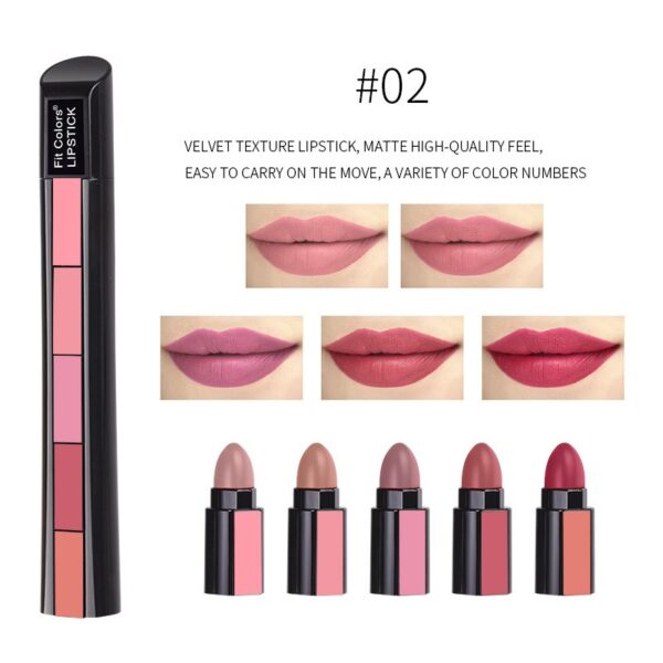 5 Colors Matte Velvet Lipstick Waterproof Sweatproof Lip Gloss Duration Colorfast Lipstick Non Stick Cup Lip Gloss Cosmetics - immagine 7