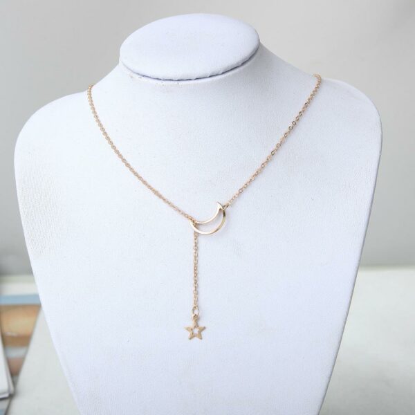 Fashion Moon Star Pendant Choker Necklace Gold Color Alloy Zinc Chain Necklace Necklace For Women Party Jewelry Archery Necklace - immagine 2