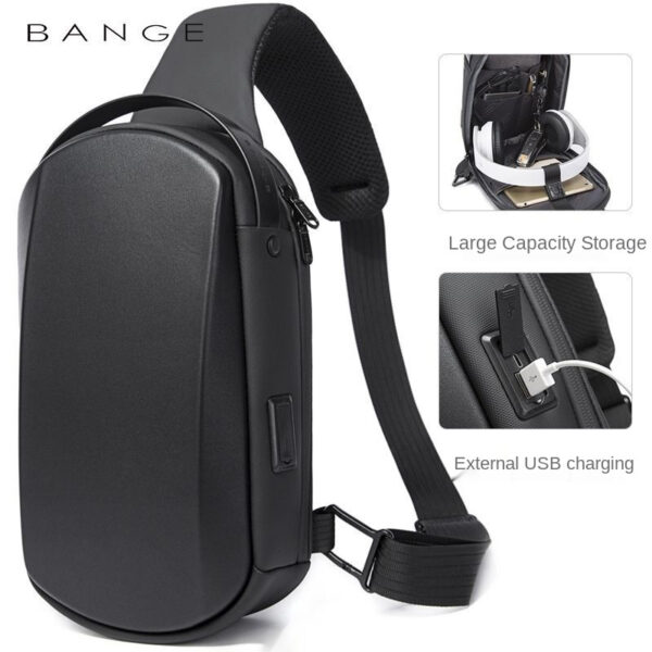 BANGE New Men's Chest Bag Waterproof EVA Hard Shell Shoulder Bag Trend Diagonal Small Bag Chest Bag - immagine 9