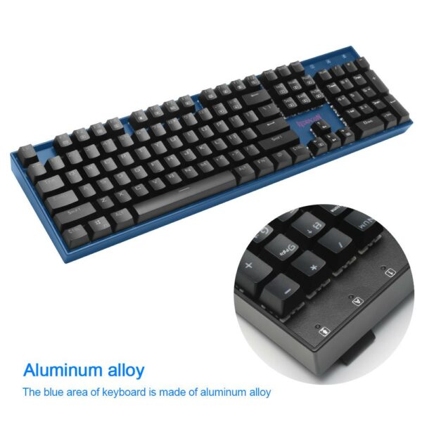 Redragon USB mechanical gaming keyboard ergonomic Key backlit Single breathing light Full key anti-ghosting 104 keys PC gamer - immagine 3