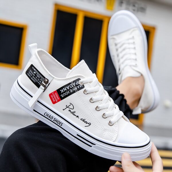 Breathable men's canvas shoes, Hong Kong style men's shoes, casual cloth shoes, trendy, lightweight, low top board shoes - immagine 6