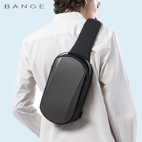 BANGE New Men's Chest Bag Waterproof EVA Hard Shell Shoulder Bag Trend Diagonal Small Bag Chest Bag - immagine 5