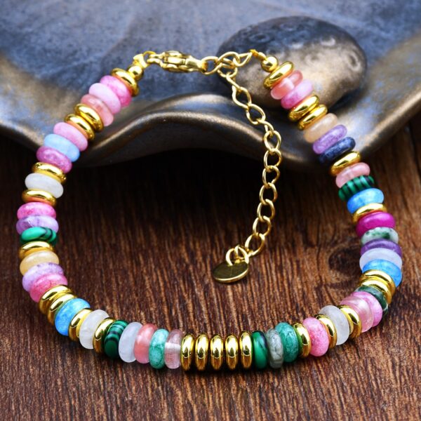 Ins style dopamine colored natural stone bead bracelet for women niche and high-end non fading crystal bracelet - immagine 9