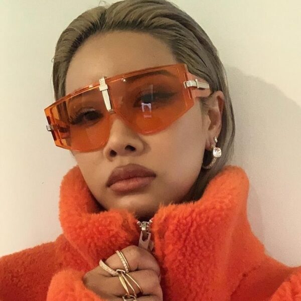 Vintage Punk Sunglasses Women Luxury Fashion Goggle Sun Glasses Men Personality One Piece Black Blue Glasses - immagine 3