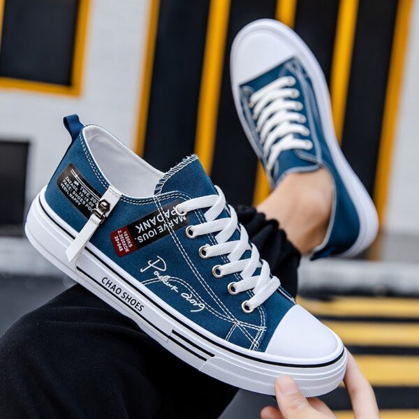 Breathable men's canvas shoes, Hong Kong style men's shoes, casual cloth shoes, trendy, lightweight, low top board shoes - immagine 7