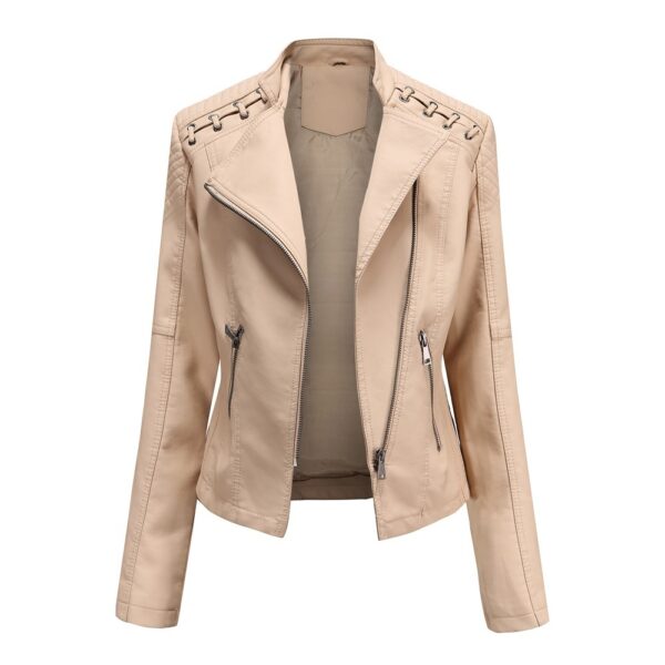 Women's leather jacket, women's short jacket, slim fit, thin leather jacket, women's motorcycle jacket - immagine 10