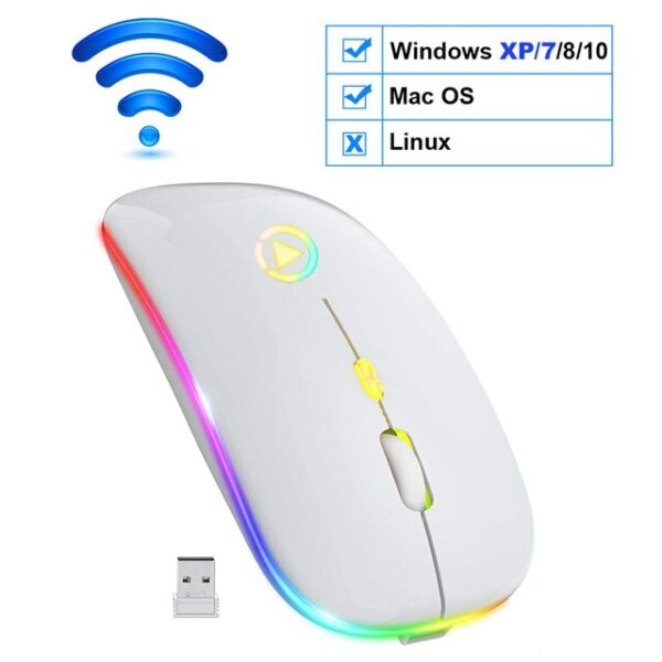 Wireless Mouse Bluetooth RGB Rechargeable Mouse Wireless Computer Silent Mause LED Backlit Ergonomic Gaming Mouse For PC Laptop - immagine 7