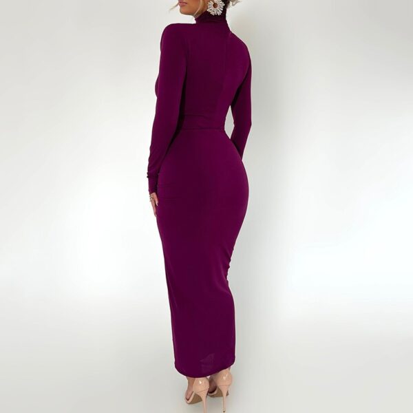 Half high neck long sleeved dress for women's fashion, sexy, spicy girl temperament, tight fitting long skirt - immagine 6