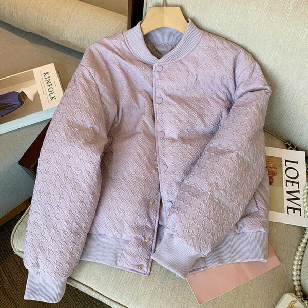Purple Thickened Baseball Jacket Cotton Jacket For Women In Winter New Winter Small Short Ins Port Style Jacket - immagine 2