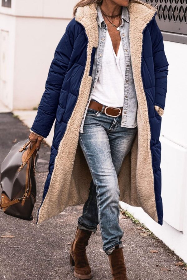 Solid color hooded cotton jacket, long sleeved, double-sided, slim fit, cardigan jacket, top - immagine 12