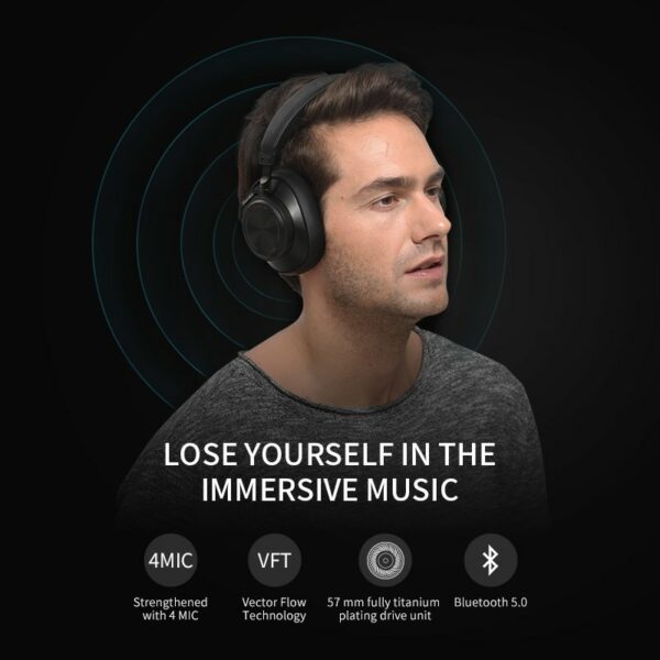 Bluedio T6S Bluetooth Headphones Active Noise Cancelling Wireless Headset For Phones And Music With Voice Control - immagine 2