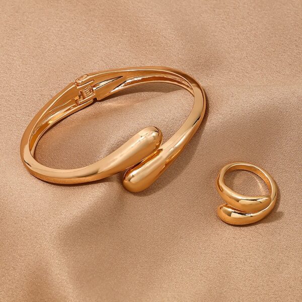 Simple heavy metal temperament geometric circular smooth surface women's collar bracelet ring jewelry - immagine 7