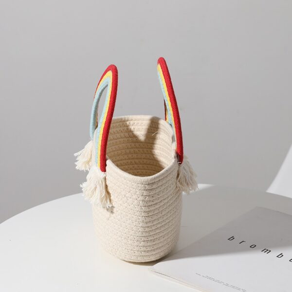 Cute rainbow cloud handbag new handmade cotton thread woven bag seaside vacation beach bag all-match straw woven bag - immagine 5