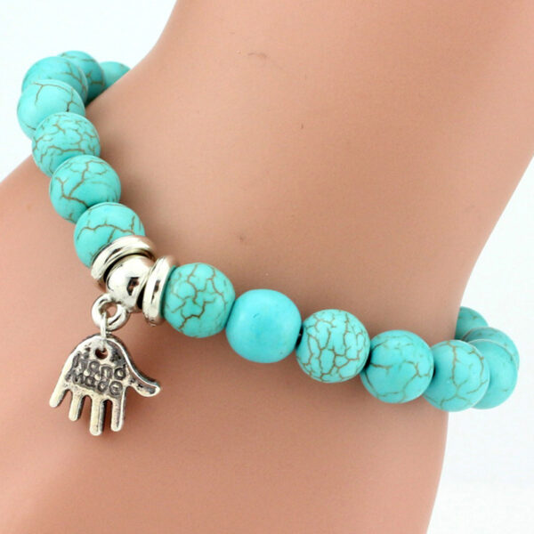 Vintage Boho Charm Bracelets Bangles Women Natural Stone Tree of Life Elephant Owl Pendant Bead Bracelet Men Jewelry - immagine 5